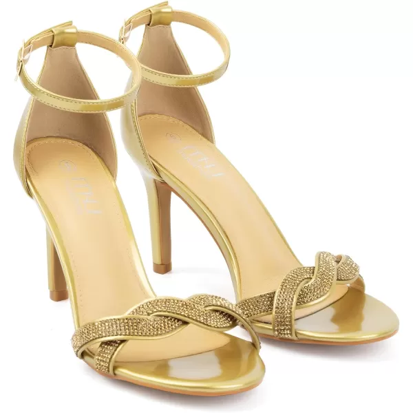 High Heels Sandals for Women Rhinestone Open Toe Slip On with Strappy Strap Dressy Sparkly Heel Bridal Shoes Comfy Sexy Cute