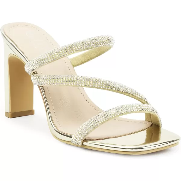 High Heels Sandals for Women Rhinestone Open Toe Slip On with Strappy Strap Dressy Sparkly Heel Bridal Shoes Comfy Sexy Cute