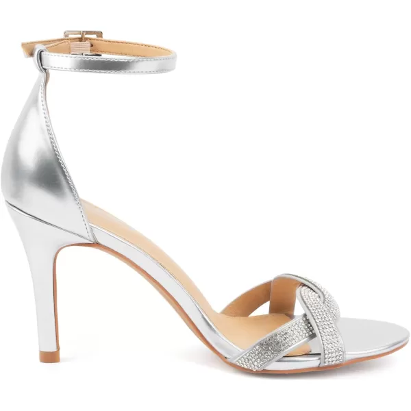 High Heels Sandals for Women Rhinestone Open Toe Slip On with Strappy Strap Dressy Sparkly Heel Bridal Shoes Comfy Sexy Cute