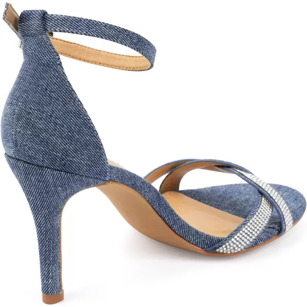 High Heels Sandals for Women Rhinestone Open Toe Slip On with Strappy Strap Dressy Sparkly Heel Bridal Shoes Comfy Sexy Cute