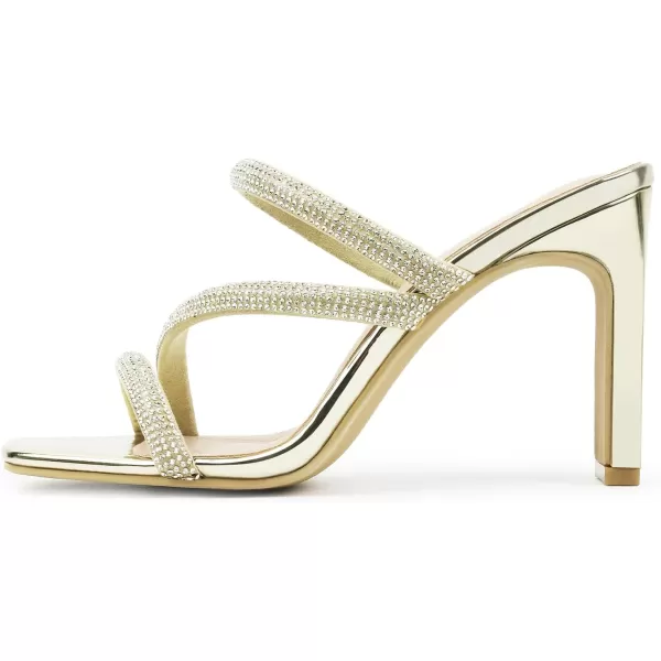 High Heels Sandals for Women Rhinestone Open Toe Slip On with Strappy Strap Dressy Sparkly Heel Bridal Shoes Comfy Sexy Cute
