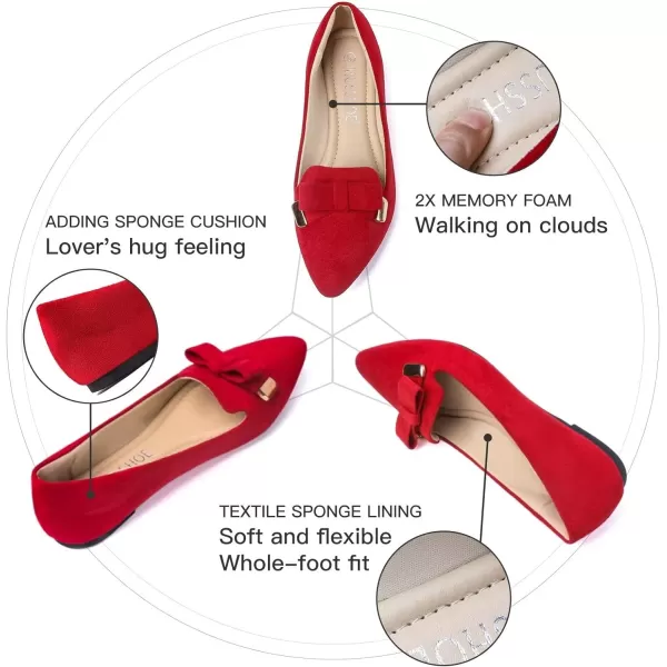 MUSSHOE Ballet Flats Dress Shoes for Women Comfortable Women's Pointed Toe Flat Slip On with Bow
