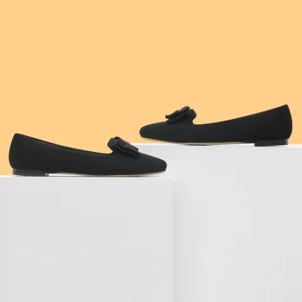MUSSHOE Ballet Flats Dress Shoes for Women Comfortable Women's Pointed Toe Flat Slip On with Bow