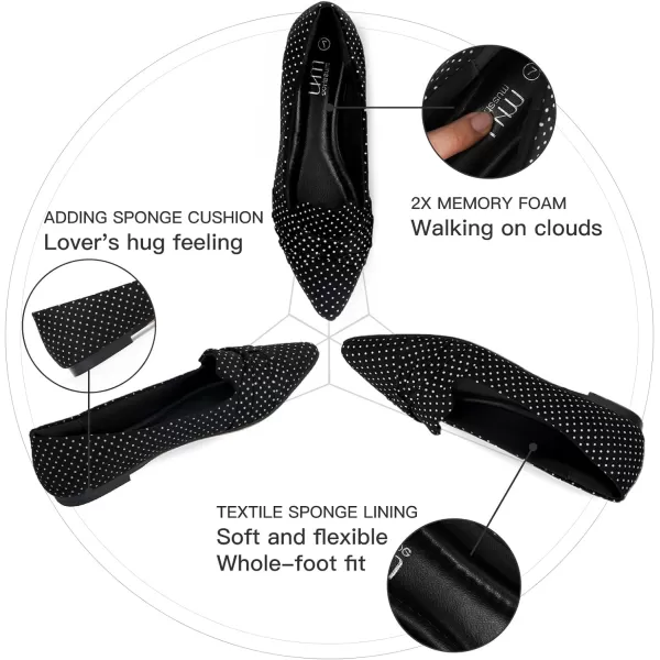 MUSSHOE Ballet Flats Dress Shoes for Women Comfortable Women's Pointed Toe Flat Slip On with Bow