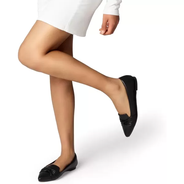 MUSSHOE Ballet Flats Dress Shoes for Women Comfortable Women's Pointed Toe Flat Slip On with Bow