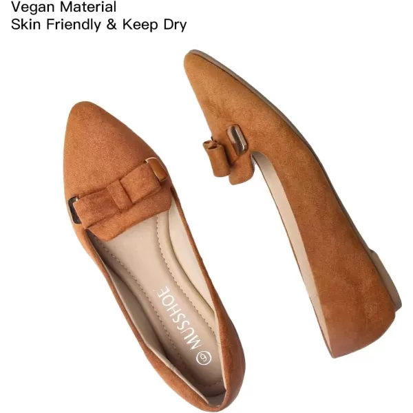 MUSSHOE Ballet Flats Dress Shoes for Women Comfortable Women's Pointed Toe Flat Slip On with Bow