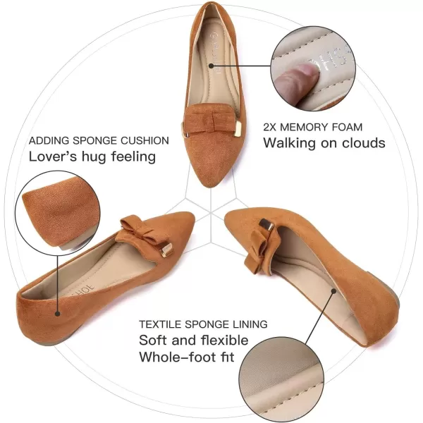 MUSSHOE Ballet Flats Dress Shoes for Women Comfortable Women's Pointed Toe Flat Slip On with Bow