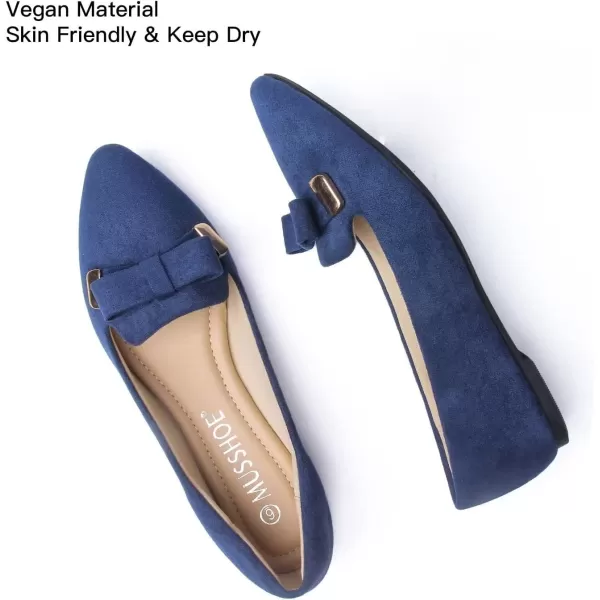 MUSSHOE Ballet Flats Dress Shoes for Women Comfortable Women's Pointed Toe Flat Slip On with Bow