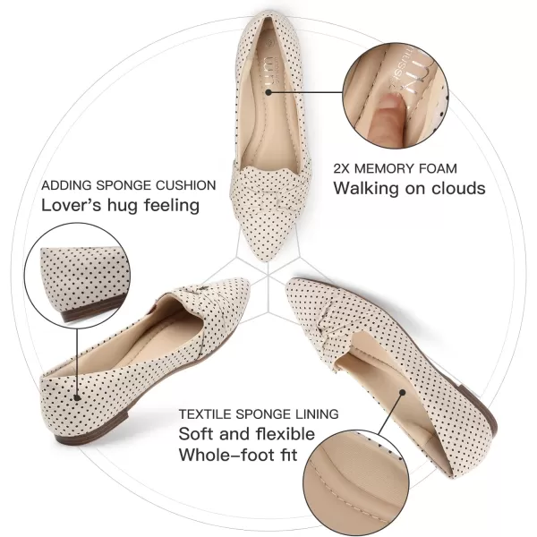 MUSSHOE Ballet Flats Dress Shoes for Women Comfortable Women's Pointed Toe Flat Slip On with Bow