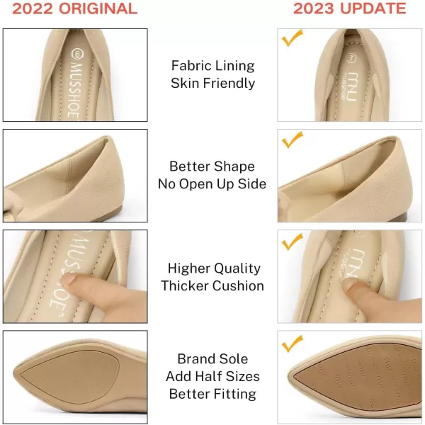 MUSSHOE Ballet Flats Dress Shoes for Women Comfortable Women's Pointed Toe Flat Slip On with Bow