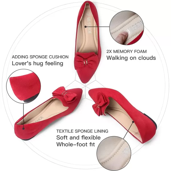 MUSSHOE Ballet Flats Dress Shoes for Women Comfortable Women's Pointed Toe Flat Slip On with Bow