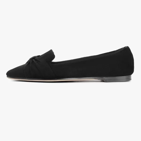 MUSSHOE Ballet Flats Dress Shoes for Women Comfortable Women's Pointed Toe Flat Slip On with Bow