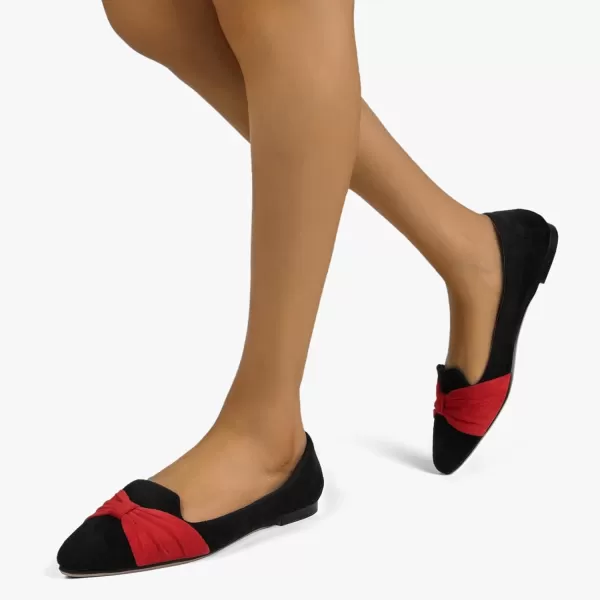 MUSSHOE Ballet Flats Dress Shoes for Women Comfortable Women's Pointed Toe Flat Slip On with Bow