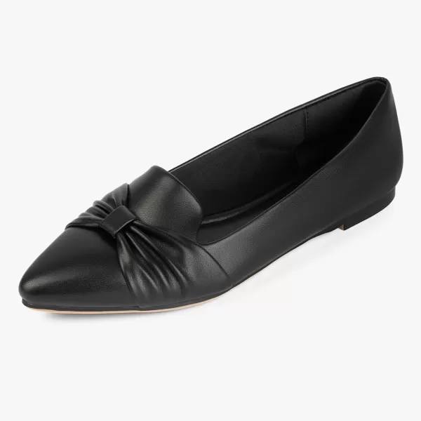 MUSSHOE Ballet Flats Dress Shoes for Women Comfortable Women's Pointed Toe Flat Slip On with Bow