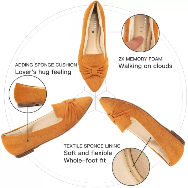 MUSSHOE Ballet Flats Dress Shoes for Women Comfortable Women's Pointed Toe Flat Slip On with Bow