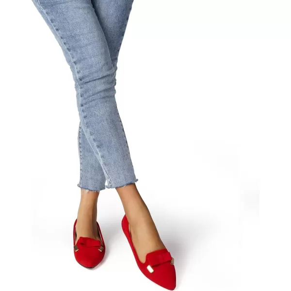 MUSSHOE Ballet Flats Dress Shoes for Women Comfortable Women's Pointed Toe Flat Slip On with Bow