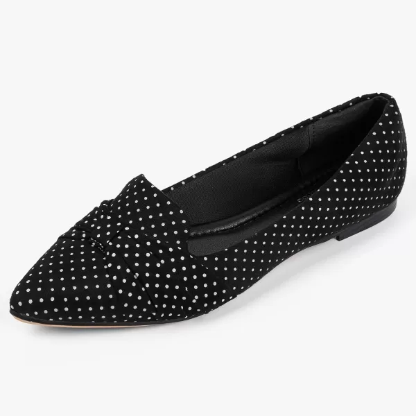 MUSSHOE Ballet Flats Dress Shoes for Women Comfortable Women's Pointed Toe Flat Slip On with Bow