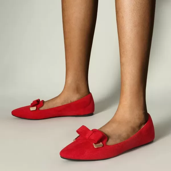 MUSSHOE Ballet Flats Dress Shoes for Women Comfortable Women's Pointed Toe Flat Slip On with Bow