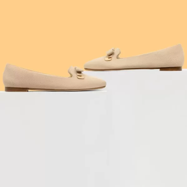 MUSSHOE Ballet Flats Dress Shoes for Women Comfortable Women's Pointed Toe Flat Slip On with Bow