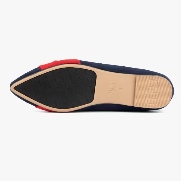MUSSHOE Ballet Flats Dress Shoes for Women Comfortable Women's Pointed Toe Flat Slip On with Bow