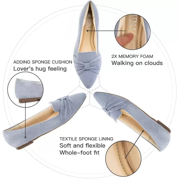 MUSSHOE Ballet Flats Dress Shoes for Women Comfortable Women's Pointed Toe Flat Slip On with Bow