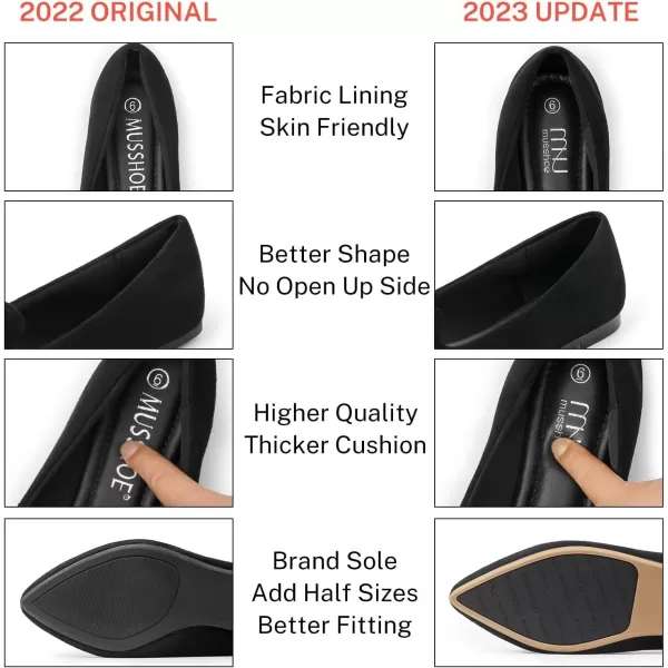 MUSSHOE Ballet Flats Dress Shoes for Women Comfortable Women's Pointed Toe Flat Slip On with Bow