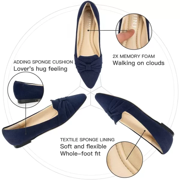 MUSSHOE Ballet Flats Dress Shoes for Women Comfortable Women's Pointed Toe Flat Slip On with Bow