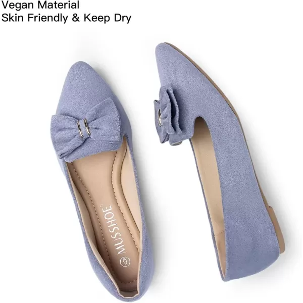 MUSSHOE Ballet Flats Dress Shoes for Women Comfortable Women's Pointed Toe Flat Slip On with Bow