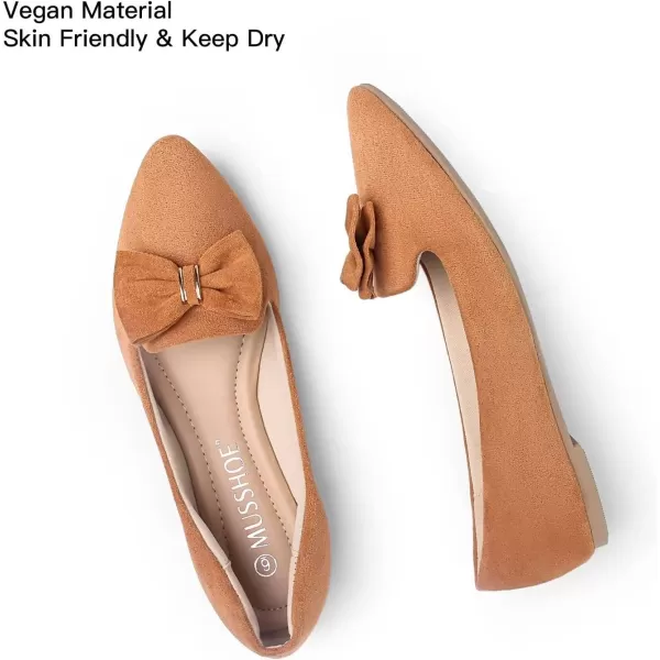 MUSSHOE Ballet Flats Dress Shoes for Women Comfortable Women's Pointed Toe Flat Slip On with Bow