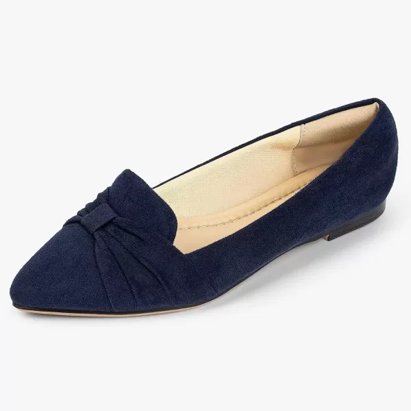 MUSSHOE Ballet Flats Dress Shoes for Women Comfortable Women's Pointed Toe Flat Slip On with Bow