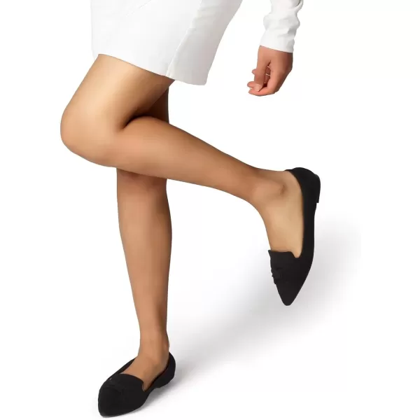 MUSSHOE Ballet Flats Dress Shoes for Women Comfortable Women's Pointed Toe Flat Slip On with Bow