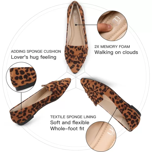 MUSSHOE Ballet Flats Dress Shoes for Women Comfortable Women's Pointed Toe Flat Slip On with Bow
