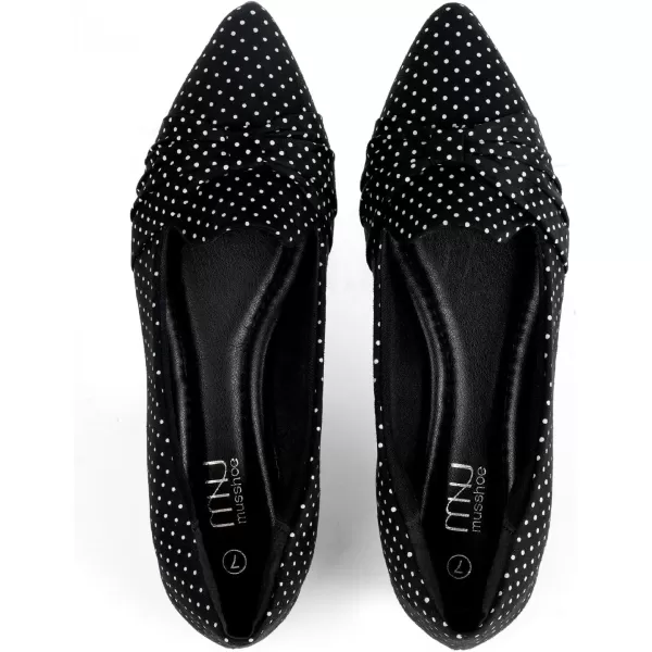 MUSSHOE Ballet Flats Dress Shoes for Women Comfortable Women's Pointed Toe Flat Slip On with Bow