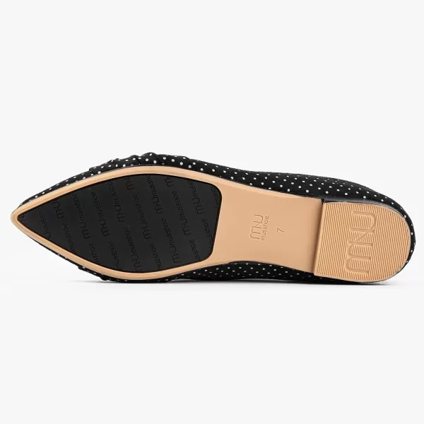 MUSSHOE Ballet Flats Dress Shoes for Women Comfortable Women's Pointed Toe Flat Slip On with Bow