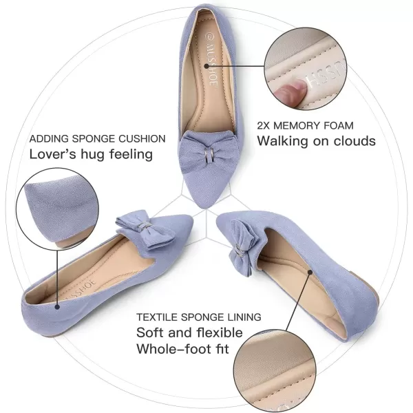 MUSSHOE Ballet Flats Dress Shoes for Women Comfortable Women's Pointed Toe Flat Slip On with Bow
