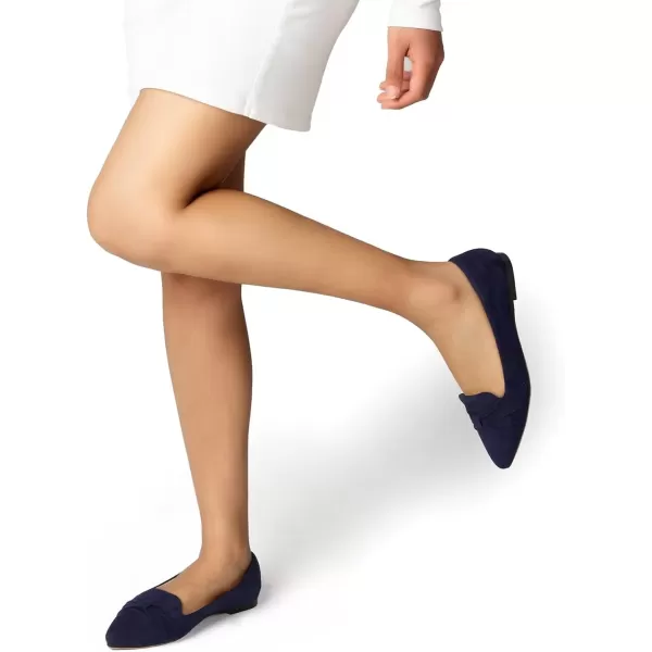 MUSSHOE Ballet Flats Dress Shoes for Women Comfortable Women's Pointed Toe Flat Slip On with Bow