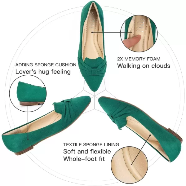 MUSSHOE Ballet Flats Dress Shoes for Women Comfortable Women's Pointed Toe Flat Slip On with Bow