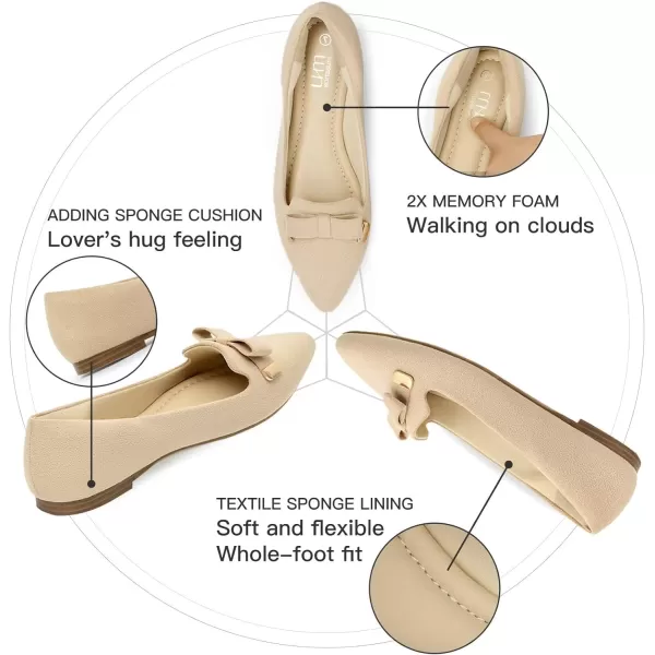 MUSSHOE Ballet Flats Dress Shoes for Women Comfortable Women's Pointed Toe Flat Slip On with Bow