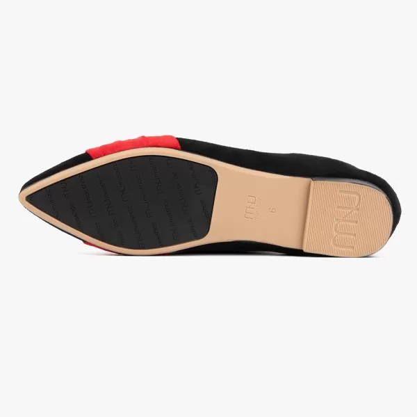 MUSSHOE Ballet Flats Dress Shoes for Women Comfortable Women's Pointed Toe Flat Slip On with Bow