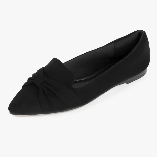 MUSSHOE Ballet Flats Dress Shoes for Women Comfortable Women's Pointed Toe Flat Slip On with Bow