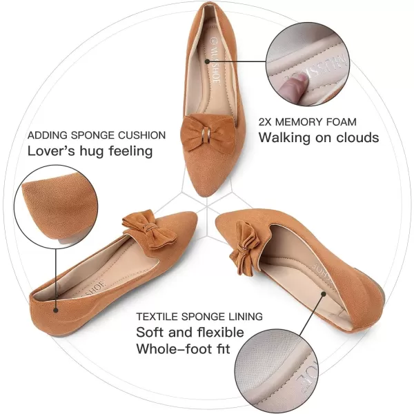 MUSSHOE Ballet Flats Dress Shoes for Women Comfortable Women's Pointed Toe Flat Slip On with Bow