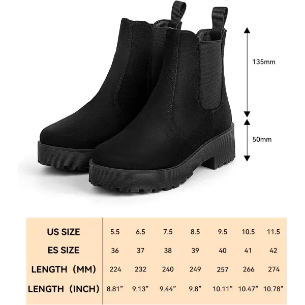 MUSSHOE Chelsea Chunky Heel Hiking Boots Womens Fall Ankle Platform Combat Boot Slip On Winter Moto Booties for Women Comfy