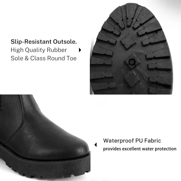 MUSSHOE Chelsea Chunky Heel Hiking Boots Womens Fall Ankle Platform Combat Boot Slip On Winter Moto Booties for Women Comfy