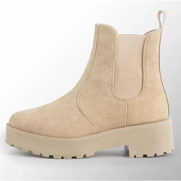 MUSSHOE Chelsea Chunky Heel Hiking Boots Womens Fall Ankle Platform Combat Boot Slip On Winter Moto Booties for Women Comfy