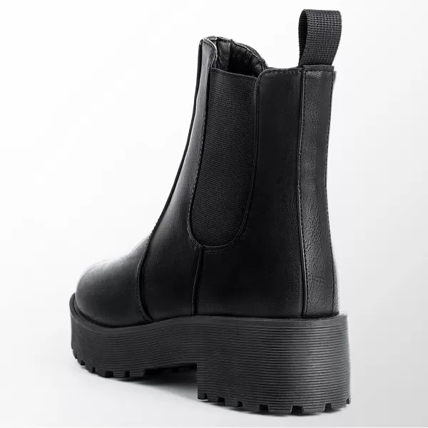 MUSSHOE Chelsea Chunky Heel Hiking Boots Womens Fall Ankle Platform Combat Boot Slip On Winter Moto Booties for Women Comfy