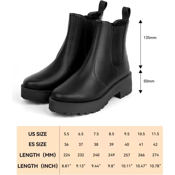 MUSSHOE Chelsea Chunky Heel Hiking Boots Womens Fall Ankle Platform Combat Boot Slip On Winter Moto Booties for Women Comfy