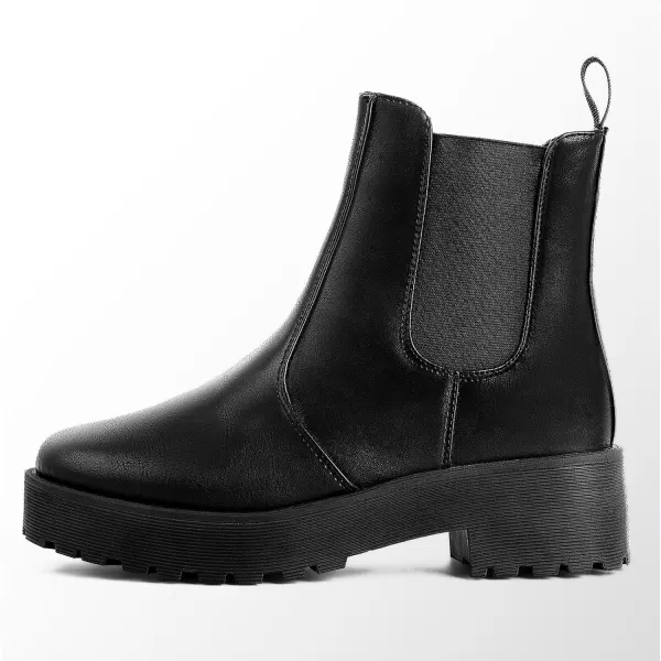MUSSHOE Chelsea Chunky Heel Hiking Boots Womens Fall Ankle Platform Combat Boot Slip On Winter Moto Booties for Women Comfy