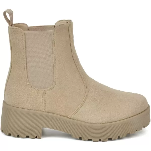 MUSSHOE Chelsea Chunky Heel Hiking Boots Womens Fall Ankle Platform Combat Boot Slip On Winter Moto Booties for Women Comfy