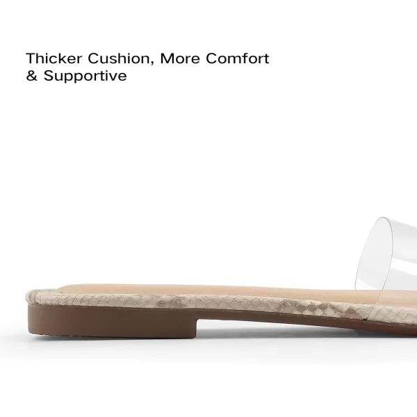 MUSSHOE Clear Slide Sandals for Women Transparent Sandals Women Dressy Summer Slip-on Sandals Flat