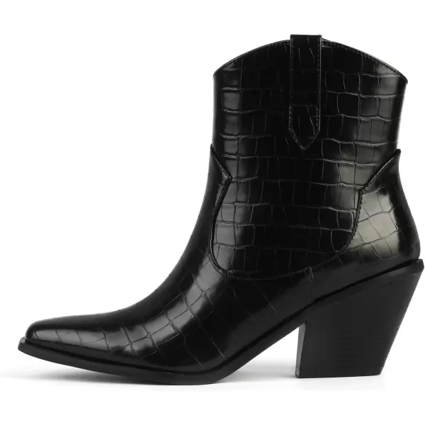MUSSHOE Cowboy Boots for Women Womens Cowgirl Boots Ankle Boots Pointed Toe Chunky Heel Booties Western Shoes